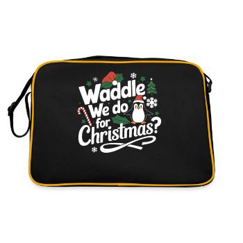Waddle We Do For Christmas? Penguin Christmas - Retro Bag - black/gold - Back