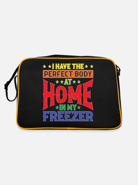 I Have The Perfect Body At Home In My Freezer - Retro Tasche - Schwarz/Gold - Hinten
