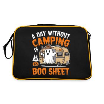 A Day Without Camping Is Boo Sheet Ghost Halloween - Retro Tasche - Schwarz/Gold - Hinten