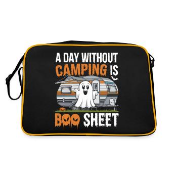 A Day Without Camping Is Boo Sheet Ghost Halloween - Retro Tasche - Schwarz/Gold - Hinten