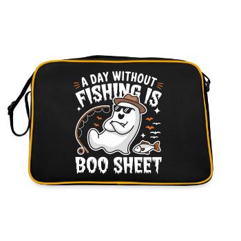 A Day Without Fishing Is Boo Sheet Ghost Halloween - Retro Tasche - Schwarz/Gold - Hinten