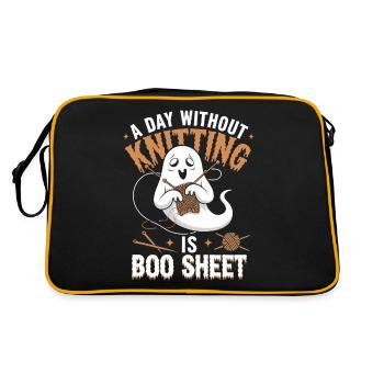 A Day Without Knitting Is Boo Sheet Ghost - Retro Tasche - Schwarz/Gold - Hinten