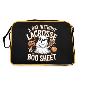 A Day Without Lacrosse Is Boo Sheet Ghost - Retro Tasche - Schwarz/Gold - Hinten