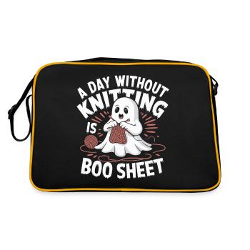 A Day Without Knitting Is Boo Sheet Ghost - Retro Tasche - Schwarz/Gold - Hinten