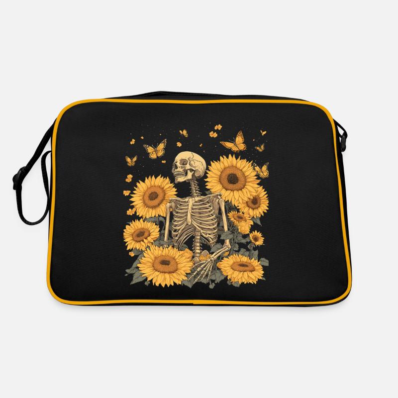Fleurs squelettes - Sac Retro - noir/or