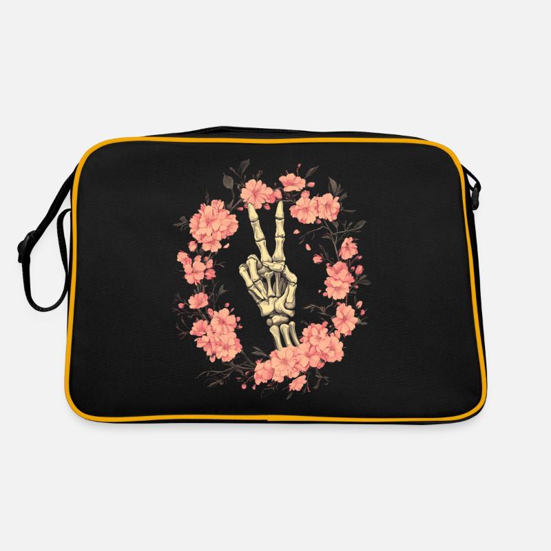 Skeleton Hand Peace Sign Retro Bag