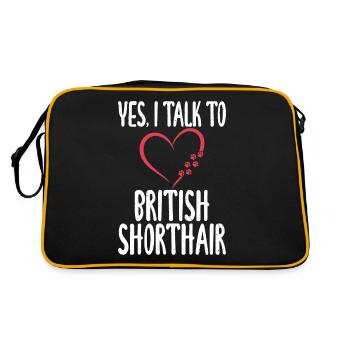 British Shorthair Gifts - Retro Tasche - Schwarz/Gold - Hinten
