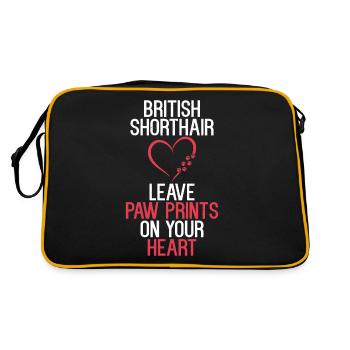 British Shorthair Gifts - Retro Tasche - Schwarz/Gold - Hinten