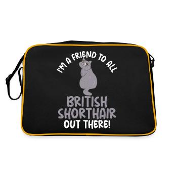 British Shorthair Gifts - Retro Tasche - Schwarz/Gold - Hinten