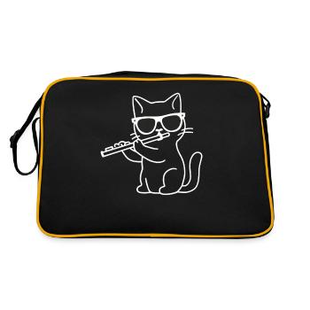 Chat avec des lunettes de soleil jouant de la flûte - Chat portant - Sac Retro - noir/or - Dos
