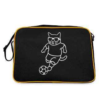 Chat avec des lunettes de soleil jouant au football - Sac Retro - noir/or - Dos