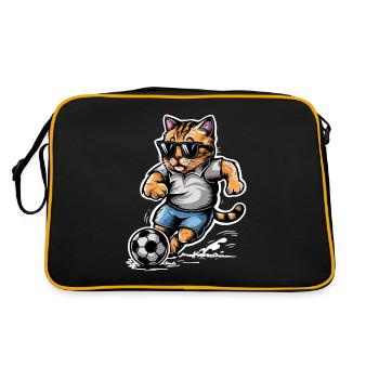 Chat avec des lunettes de soleil jouant au football - Sac Retro - noir/or - Dos