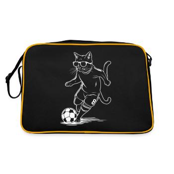 Chat avec des lunettes de soleil jouant au football - Sac Retro - noir/or - Dos