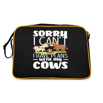 Désolé, j’ai des projets avec mes vaches - Sac Retro - noir/or - Dos