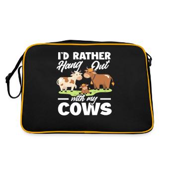 Je préfère passer du temps avec mes vaches - Sac Retro - noir/or - Dos