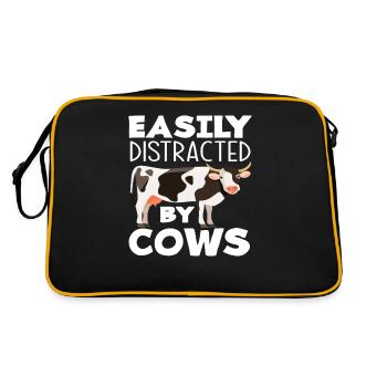 Facilement distrait par les vaches - Sac Retro - noir/or - Dos
