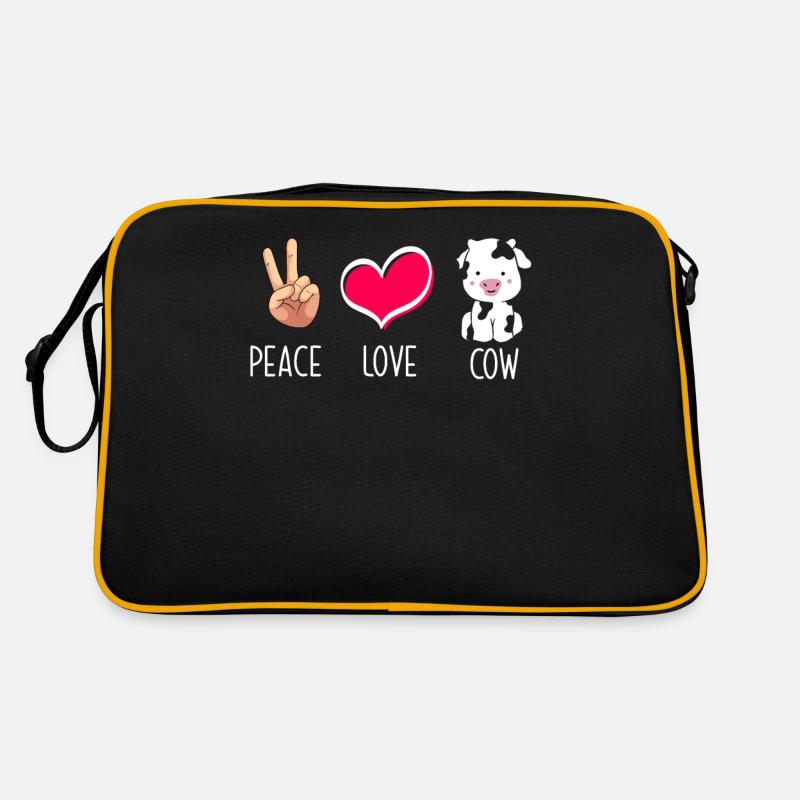 Paix amour vache illustration Sac Retro