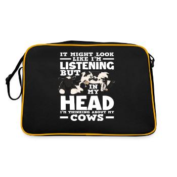 Je pense à ma vache qui écoute - Sac Retro - noir/or - Dos