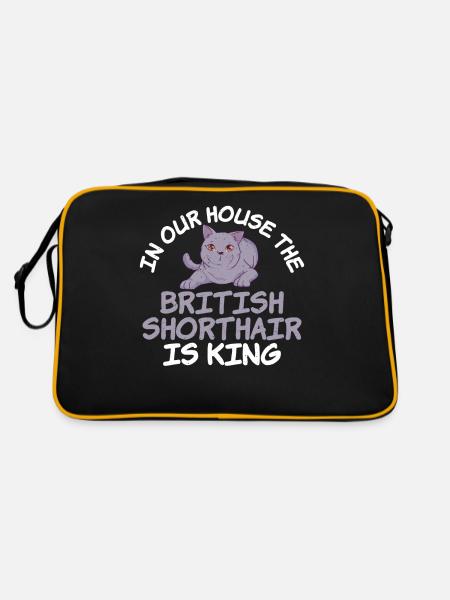 British Shorthair Gifts - Retro Tasche - Schwarz/Gold - Hinten