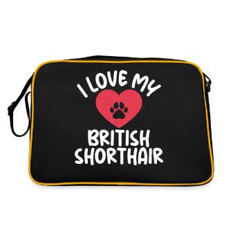 British Shorthair Gifts - Retro Tasche - Schwarz/Gold - Hinten
