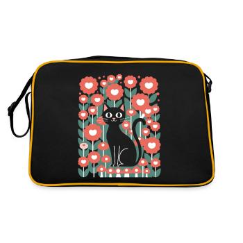 Cottagecore Black Cat Floral World - Retro Bag - black/gold - Back
