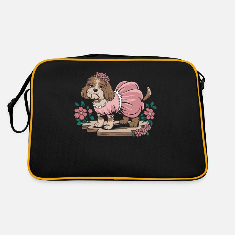 Chien cottagecore en robe fleurie Sac Retro