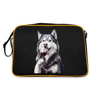 Siberian Husky - Retro Bag - black/gold - Back