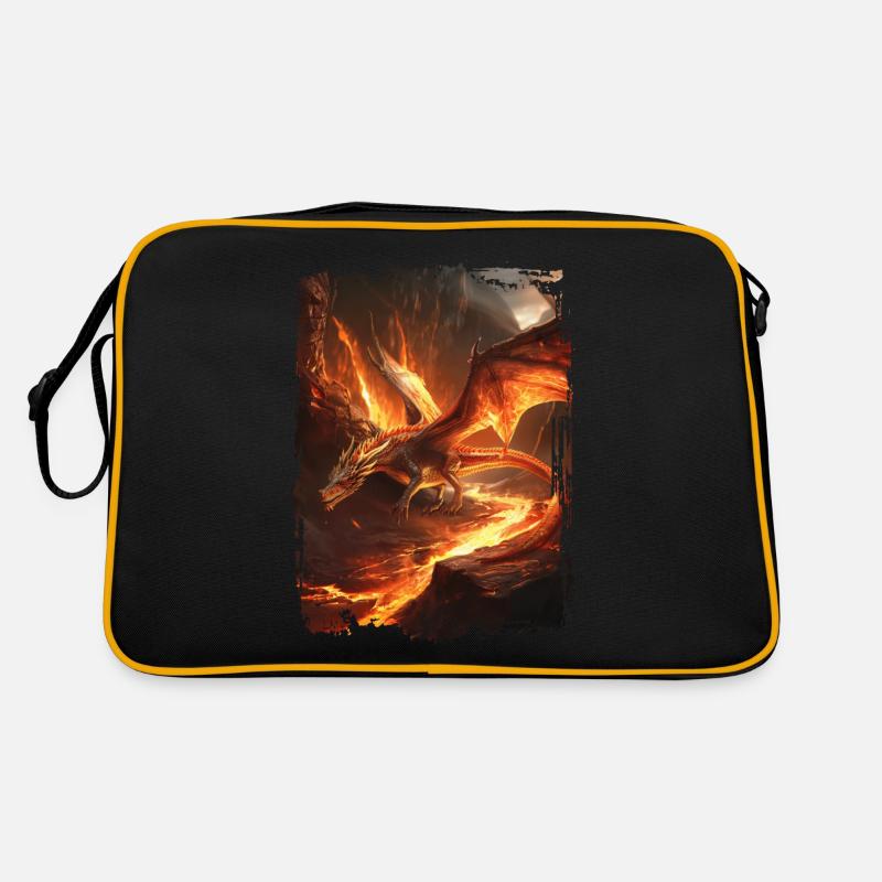 Drachen - Retro Tasche - Schwarz/Gold