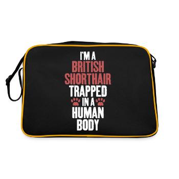 British Shorthair Gifts - Retro Tasche - Schwarz/Gold - Hinten