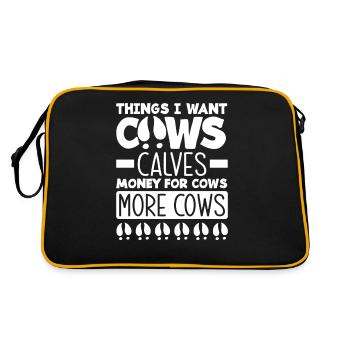Things I want cows calves money for cows more - Retro Bag - black/gold - Back
