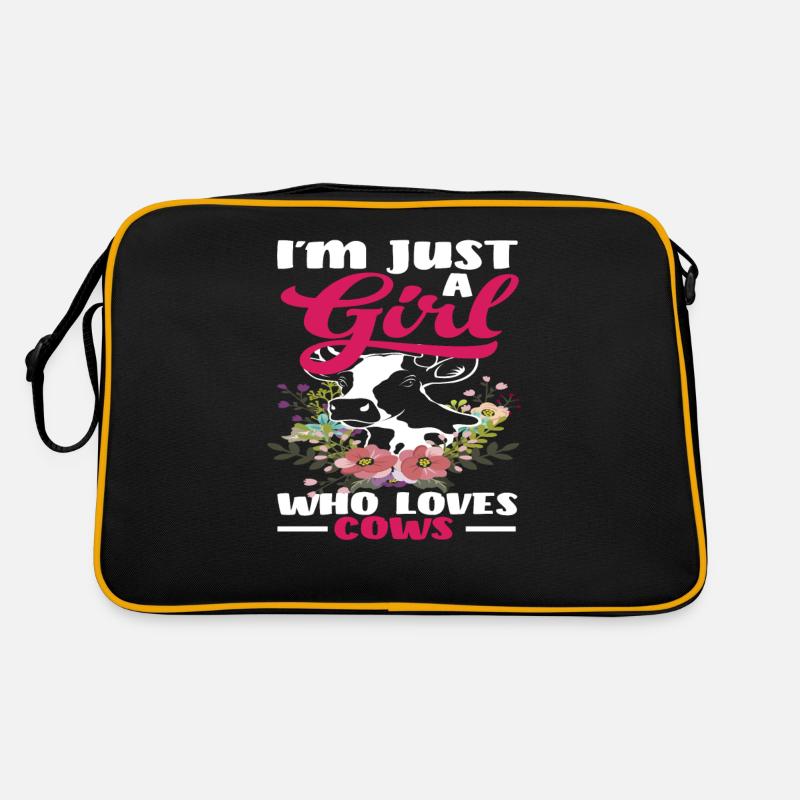 Ich Bin Einfach Ein Mädchen Das Kühe Liebt Retro Tasche