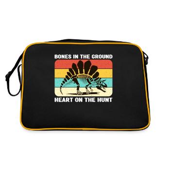 Fossil Hunter Bones In The Ground Paleontologist - Retro Bag - black/gold - Back
