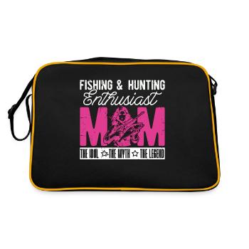Fishing & Hunting Enthusiast Mom Loves Outdoors - Retro Tasche - Schwarz/Gold - Hinten