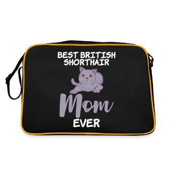 British Shorthair Gifts - Retro Tasche - Schwarz/Gold - Hinten