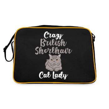 British Shorthair Gifts - Retro Tasche - Schwarz/Gold - Hinten