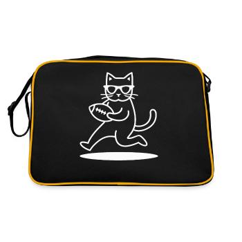 Chat avec des lunettes de soleil jouant au football - Sac Retro - noir/or - Dos