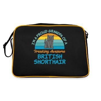 British Shorthair Gifts - Retro Tasche - Schwarz/Gold - Hinten