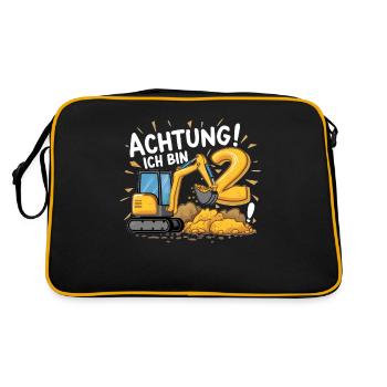 2ème anniversaire garçon 2 ans excavatrice chantier - Sac Retro - noir/or - Dos