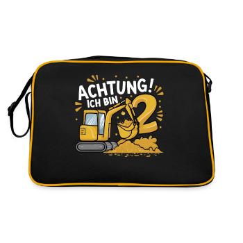 2ème anniversaire garçon 2 ans excavatrice chantier - Sac Retro - noir/or - Dos
