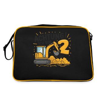 2ème anniversaire garçon 2 ans excavatrice chantier - Sac Retro - noir/or - Dos