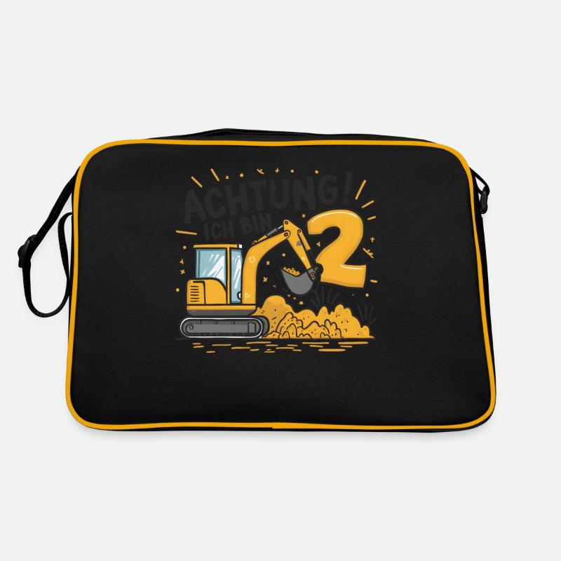 2. Geburtstag Junge 2 Jahre Bagger Baustelle Retro Tasche