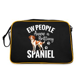 Dog Ew, folks. aw, a Brittany Spaniel - Retro Bag - black/gold - Back