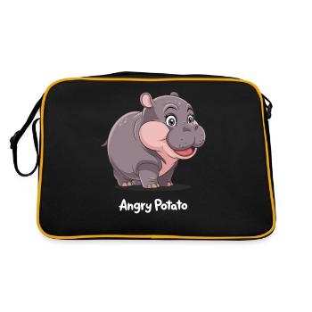 Moo Deng Angry Potato Hippo - Retro Tasche - Schwarz/Gold - Hinten
