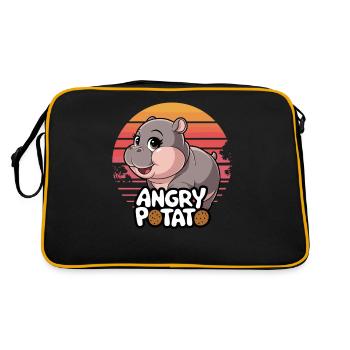Happy Hippo Art: Moo Deng and Angry Potato - Retro Bag - black/gold - Back