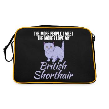 British Shorthair Gifts - Retro Tasche - Schwarz/Gold - Hinten
