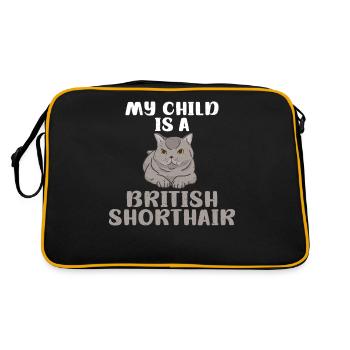 British Shorthair Gifts - Retro Tasche - Schwarz/Gold - Hinten