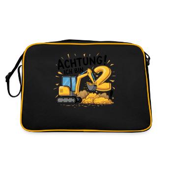2ème anniversaire garçon 2 ans excavatrice chantier - Sac Retro - noir/or - Dos