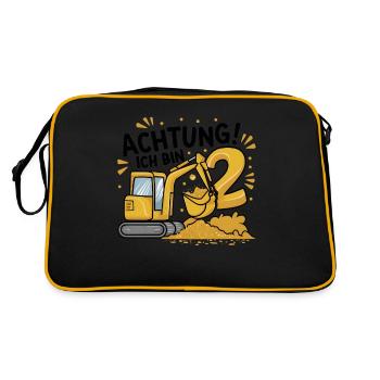 2ème anniversaire garçon 2 ans excavatrice chantier - Sac Retro - noir/or - Dos