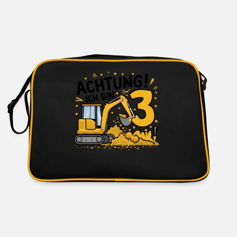 3. Geburtstag Junge 3 Jahre Bagger Baustelle Retro Tasche