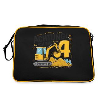 4ème anniversaire garçon 4 ans chantier d’excavatrice - Sac Retro - noir/or - Dos